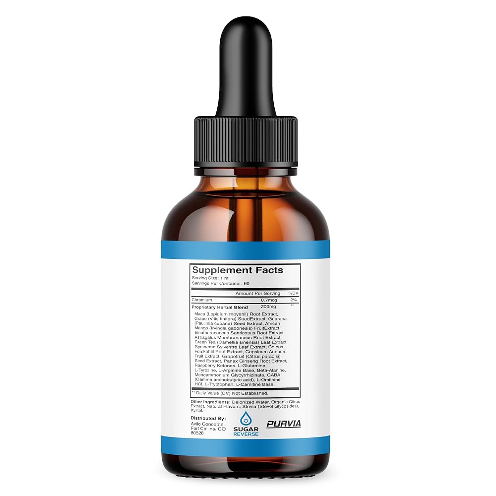 Purvia Sugar Reverse Drops Liquid Supplement with Chromium - 6 Fl Oz - image 7