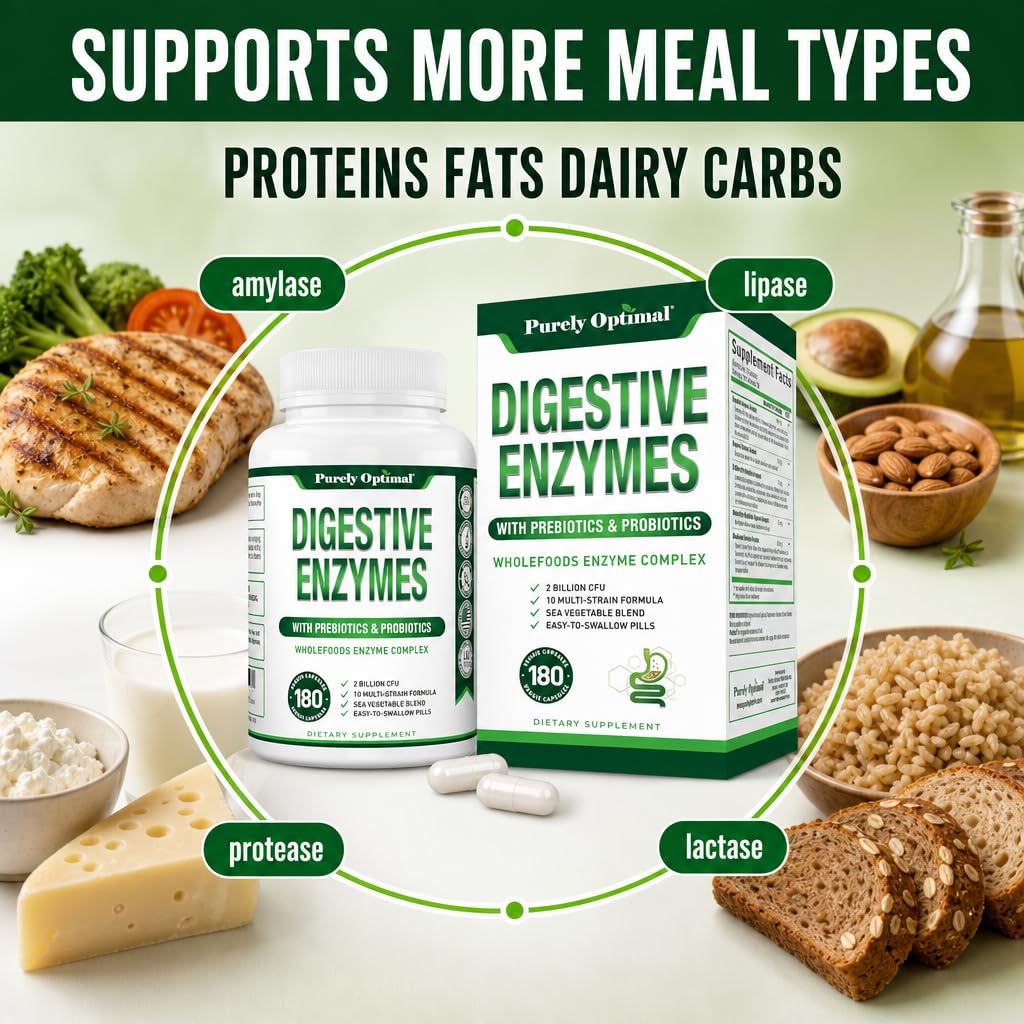 Purely Optimal Digestive Enzymes, Probiotics & Prebiotics - 180 Capsules - image 4