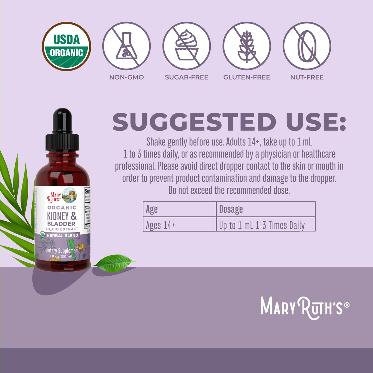 MARYRUTH'S Organic Kidney & Bladder Herbal Blend - 1 Fl Oz - image 3