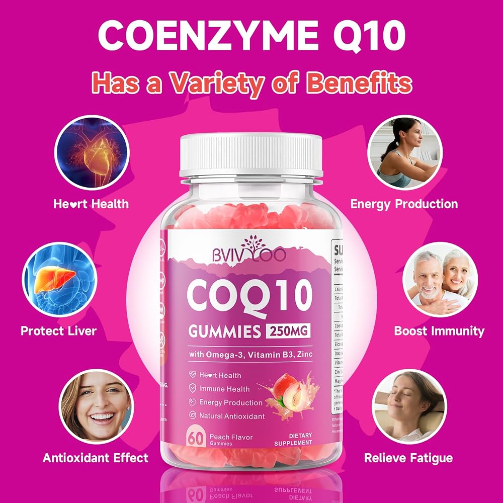 BVIVLOO CoQ10 Gummies 250mg Peach + Orange