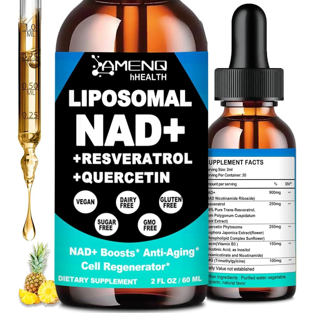 AMENQ hHEALTH NAD Plus Resveratrol Liquid - 2 Fl Oz