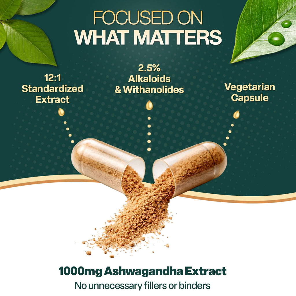 Natures Elements Ashwagandha Root 12:1 Extract 1000mg - 180 Vegetarian Capsules - image 6
