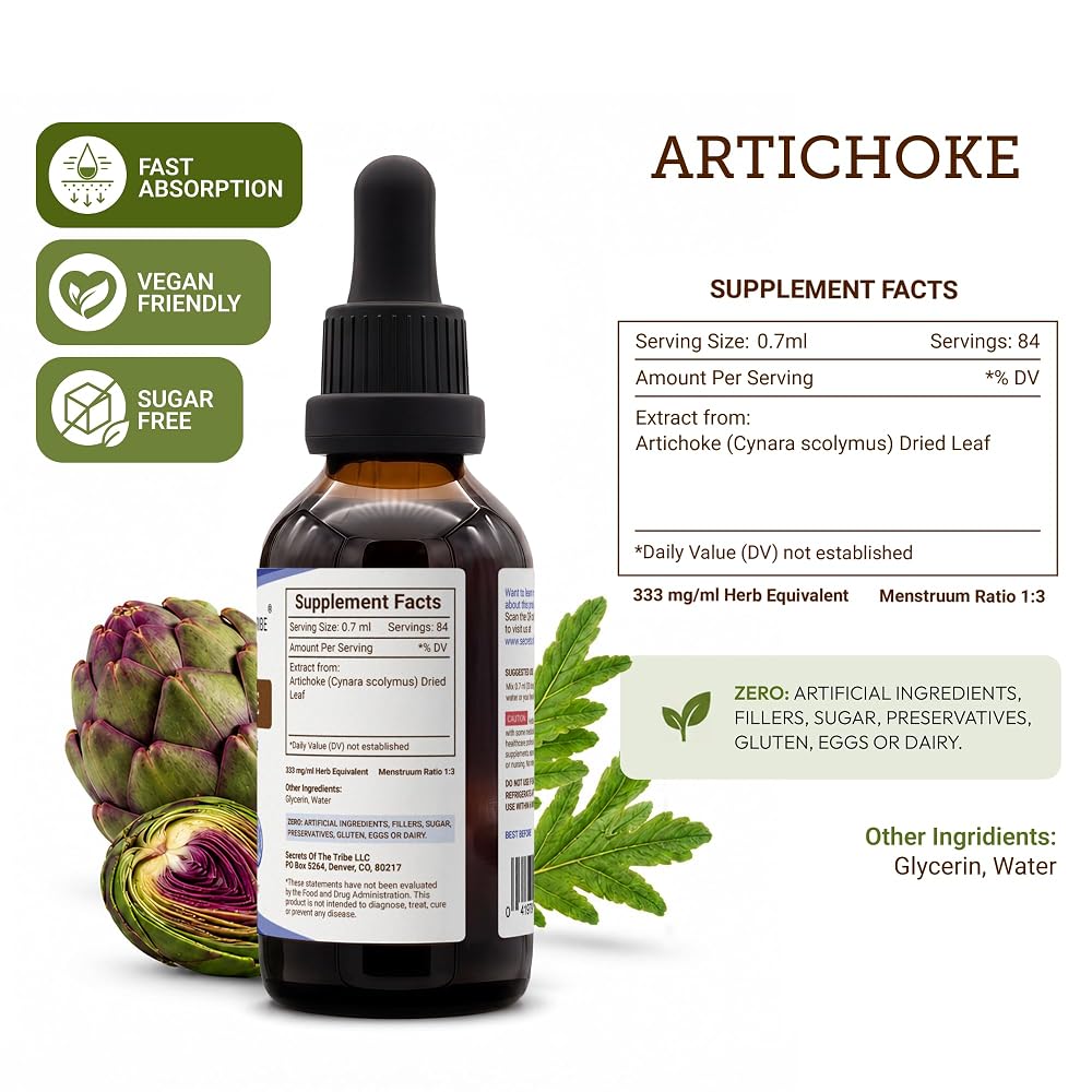 Secrets of the Tribe Artichoke Tincture Alcohol-Free Liquid Extract - 2 FL OZ - image 4