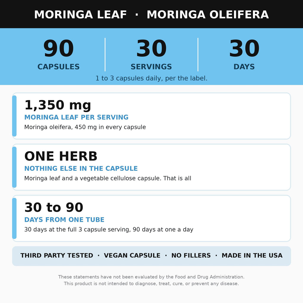 Alkaline Herb Moringa Oleifera Supplement - 90 Vegetarian Capsules - image 3
