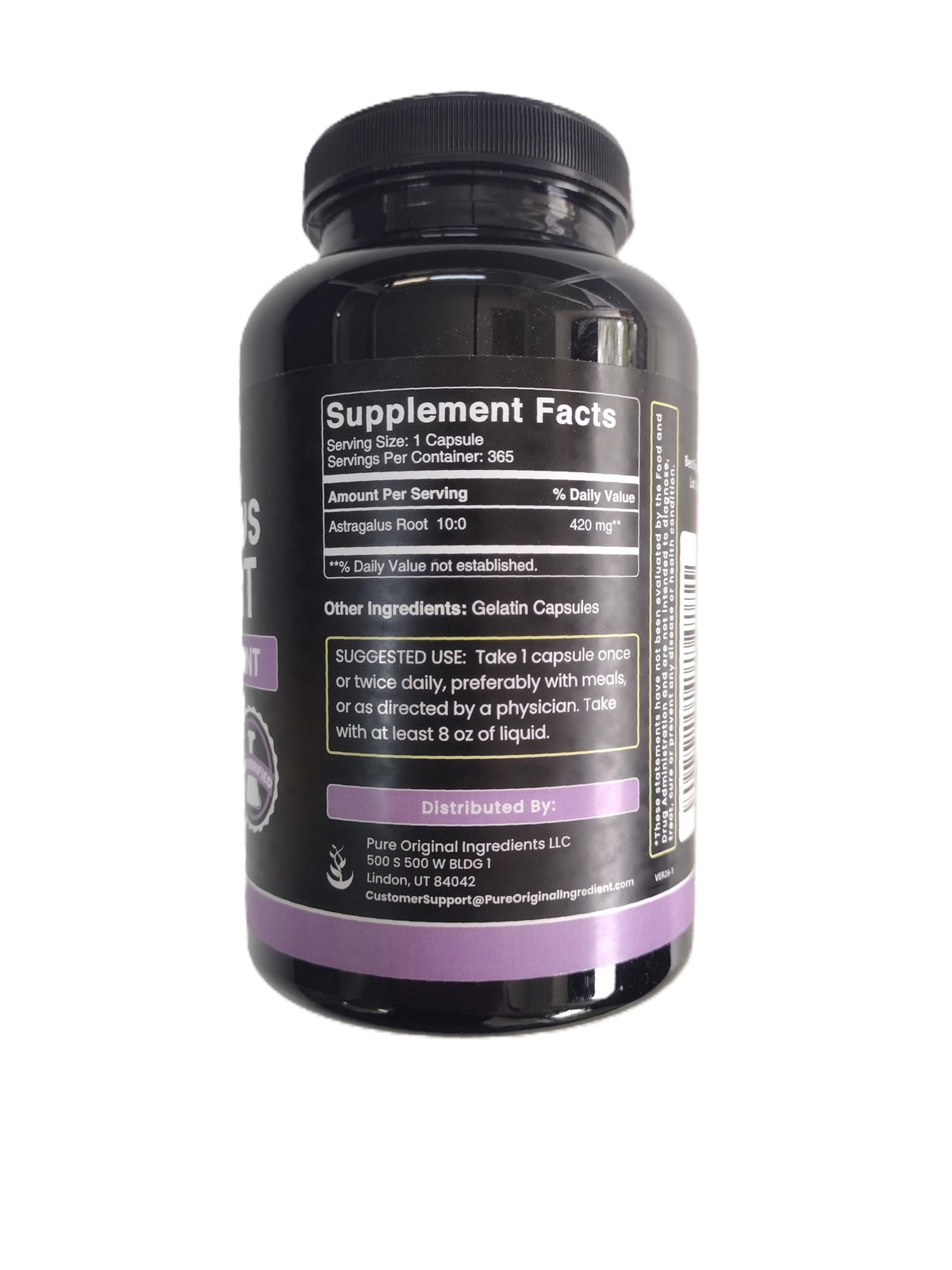PURE ORIGINAL INGREDIENTS Astragalus Extract - 365 Capsules - image 2
