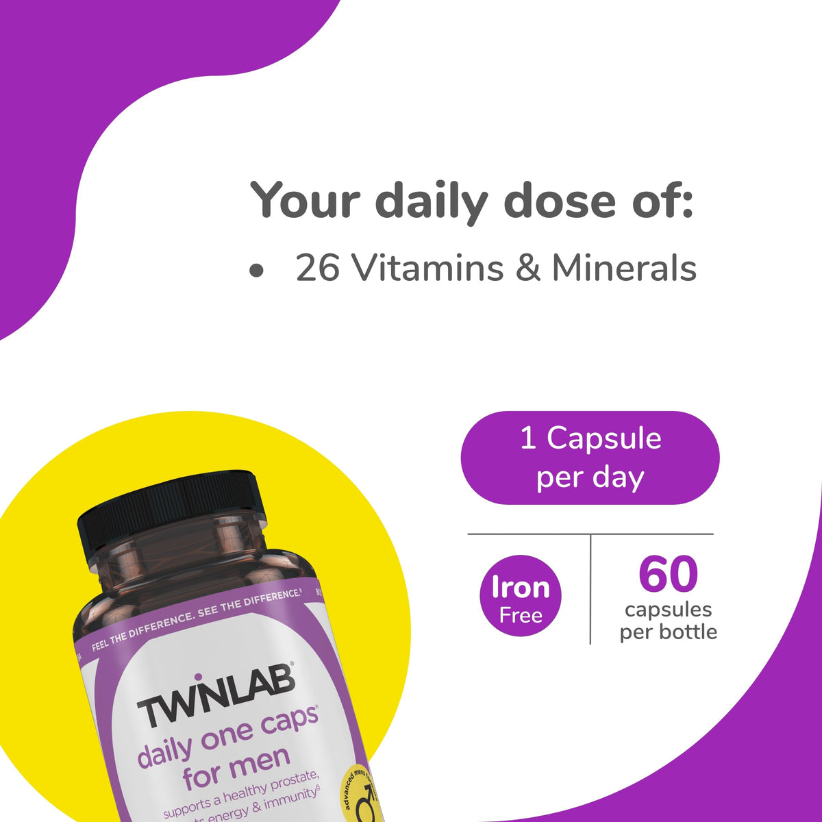 Twinlab Men's Daily One Multivitamin - 60 Tablets - image 3