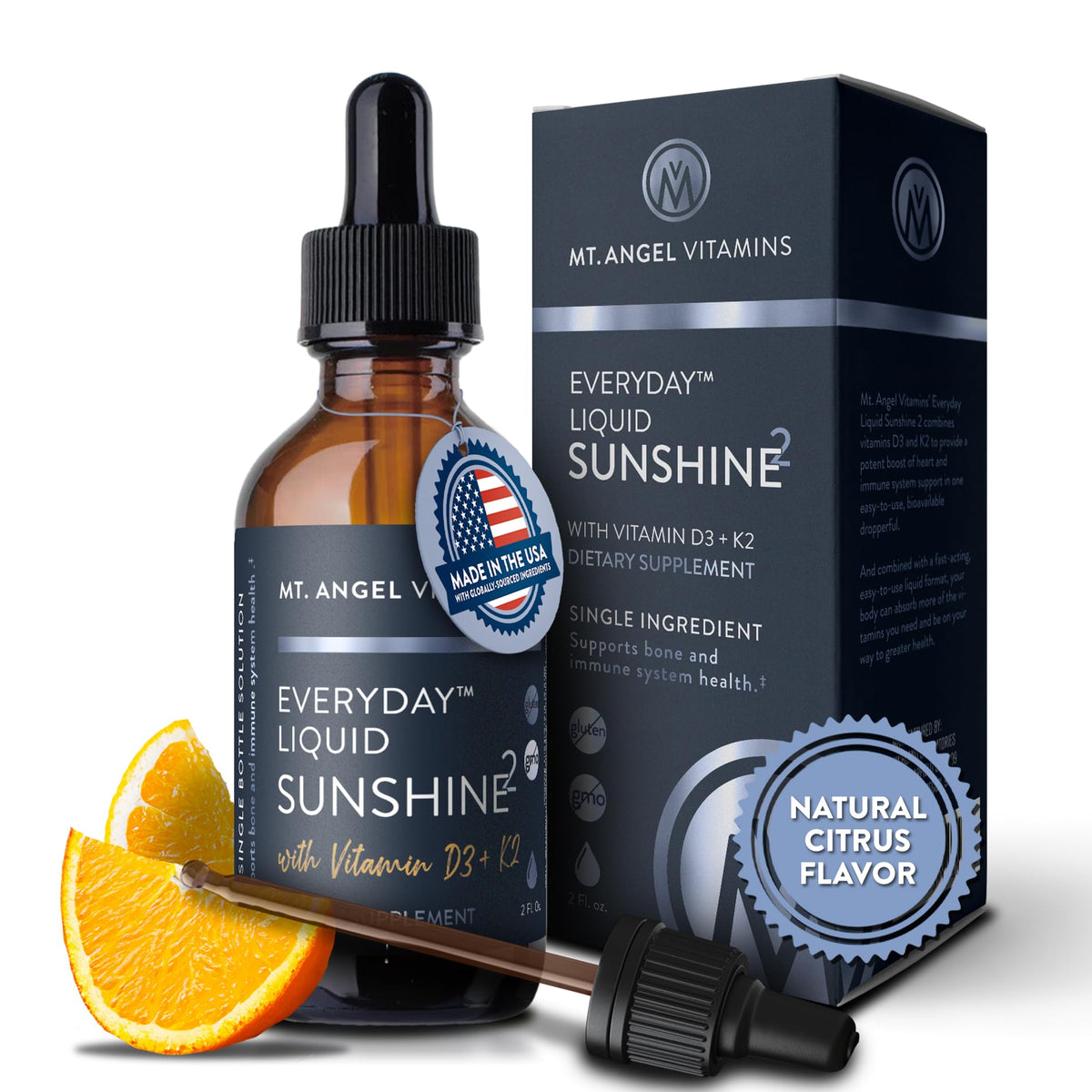 Mt. Angel Vitamins Vitamin D3 K2 Drops 5000 IU - 2 fl oz