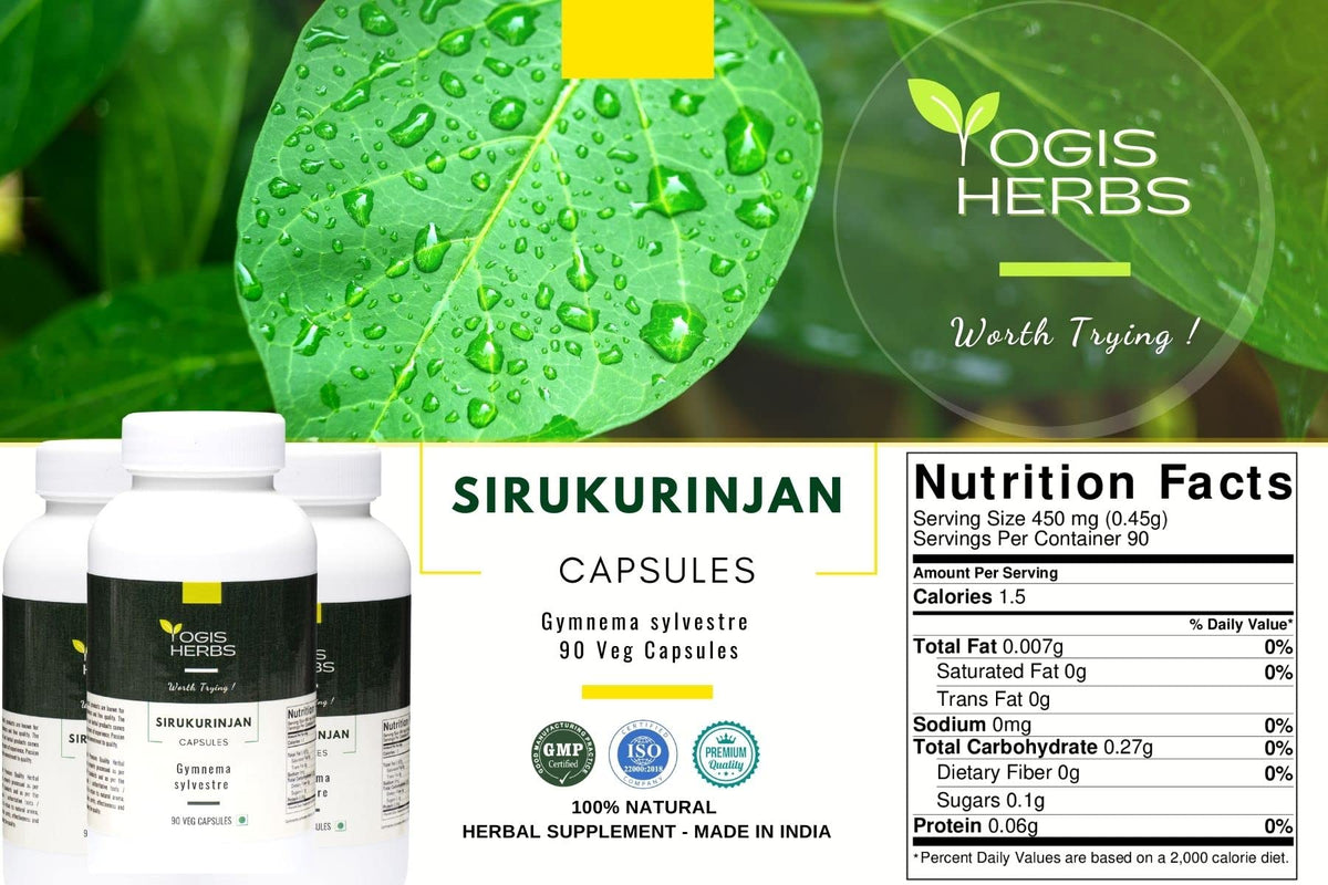 YOGIS HERBS Sirukurinjan Gymnema Sylvestre Capsules - 90 Vegetarian Capsules - image 5