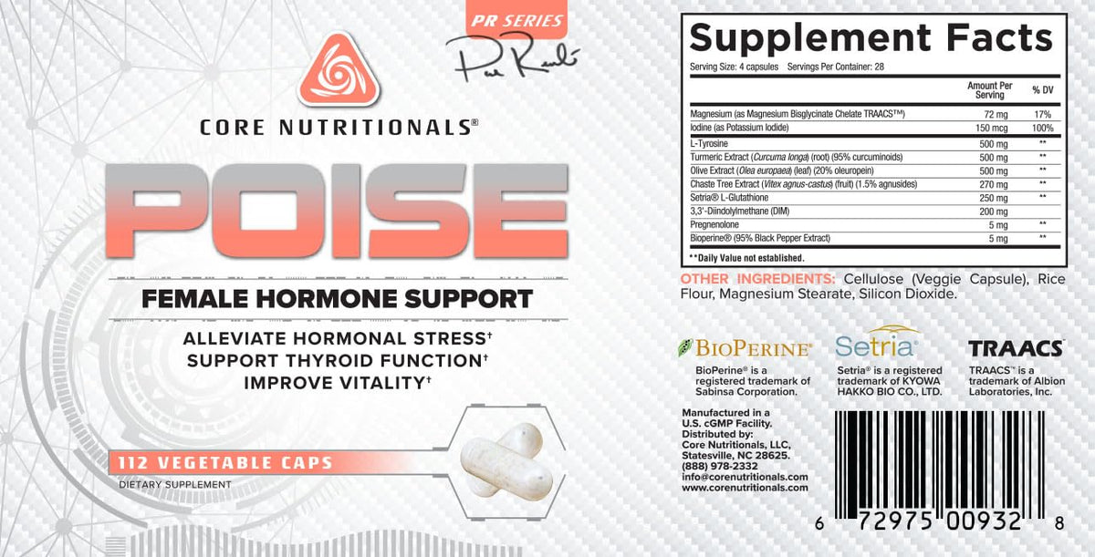 Core Nutritionals Poise Female Hormone Support - 112 Vegetarian Capsules - image 4