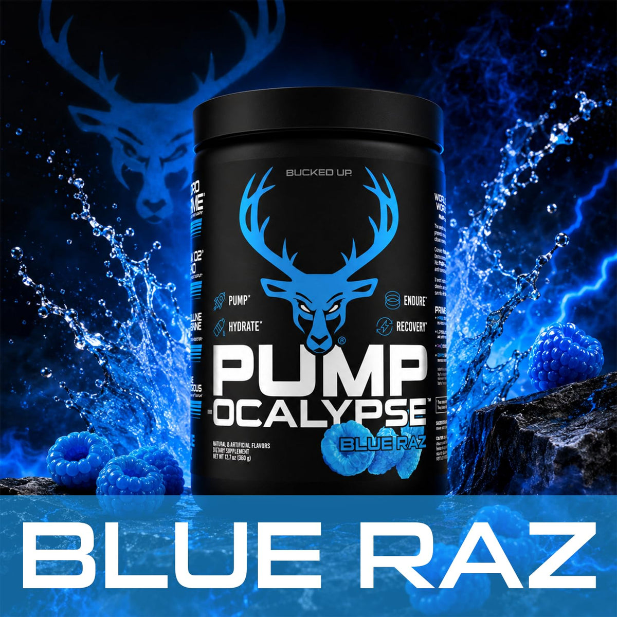Bucked Up Pump-ocalypse Blue Raz Nitric Oxide Booster Powder - image 7