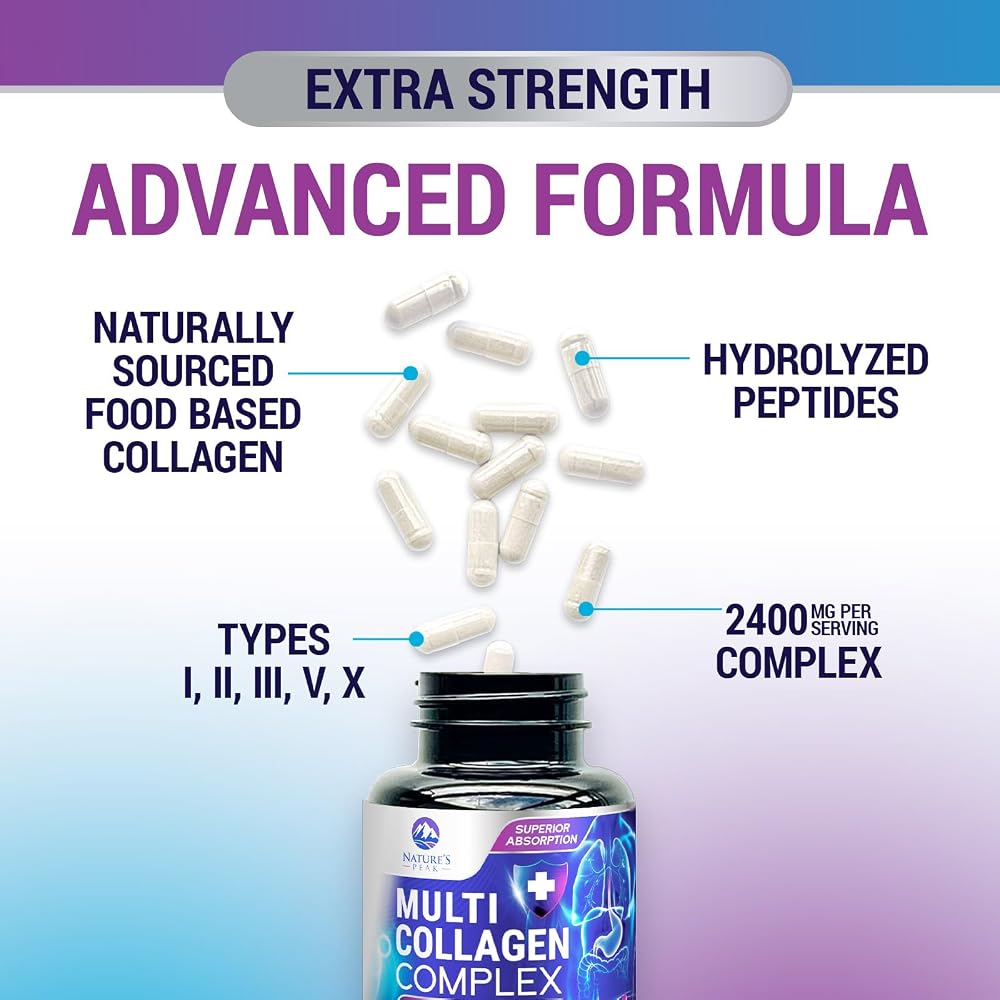 Nature's Peak Multi Collagen Peptides Supplement for Hair