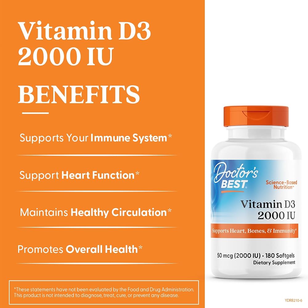 Doctor's Best Vitamin D3 2000 IU - 180 Softgels - image 3