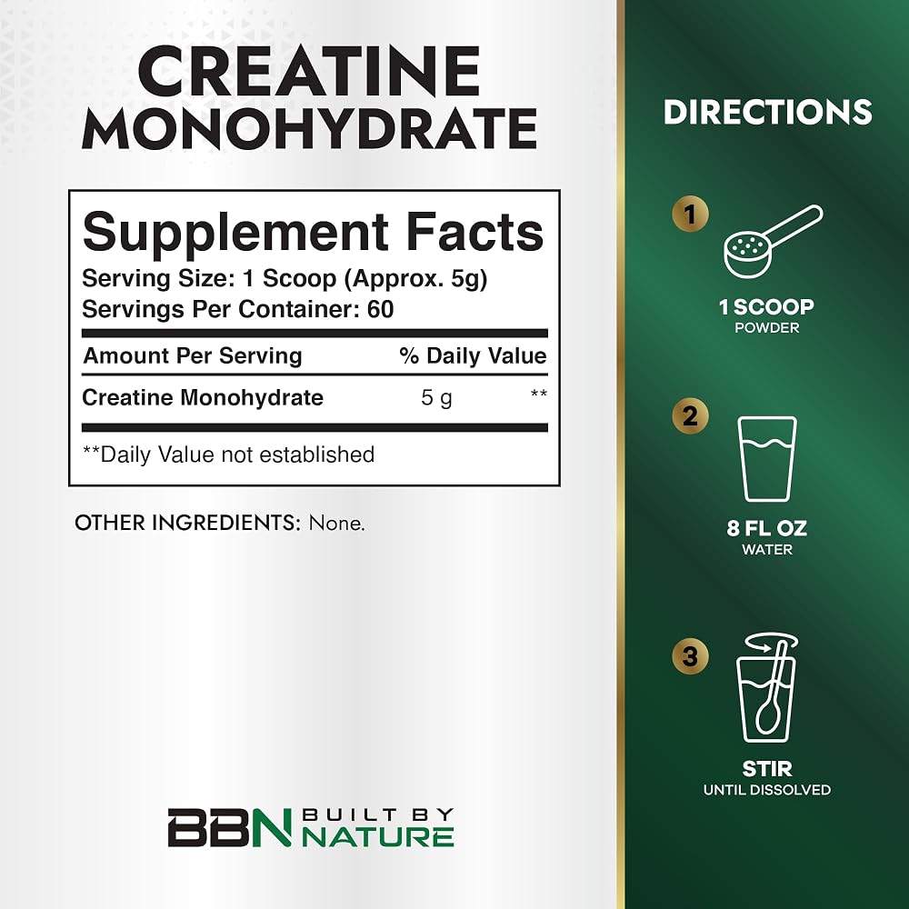 Built by Nature Creatine Monohydrate Powder Unflavored - 300g - image 4