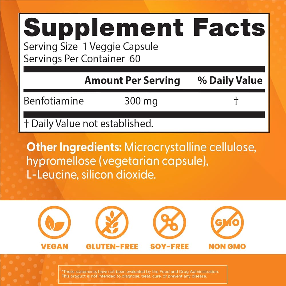 Doctor's BEST Benfotiamine 300mg Supplement - 60 Vegetarian Capsules - image 3