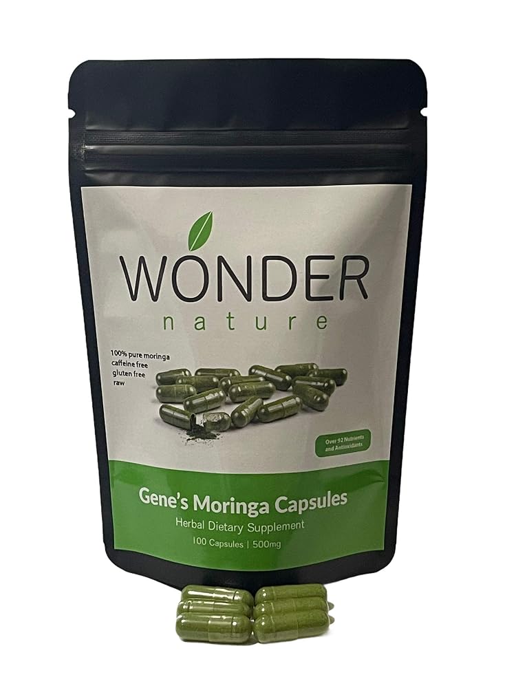 Wonder Nature Moringa Fine Green Powder - 100 Vegetarian Capsules