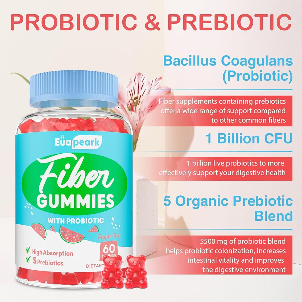Euapeark 5G Fiber Gummies for Adults, Sugar Free - 120 Count - image 6
