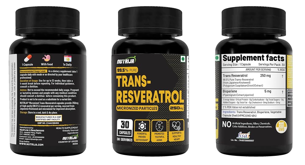 NutriJa Trans Resveratrol 250mg Antioxidant - 30 Capsules - image 4
