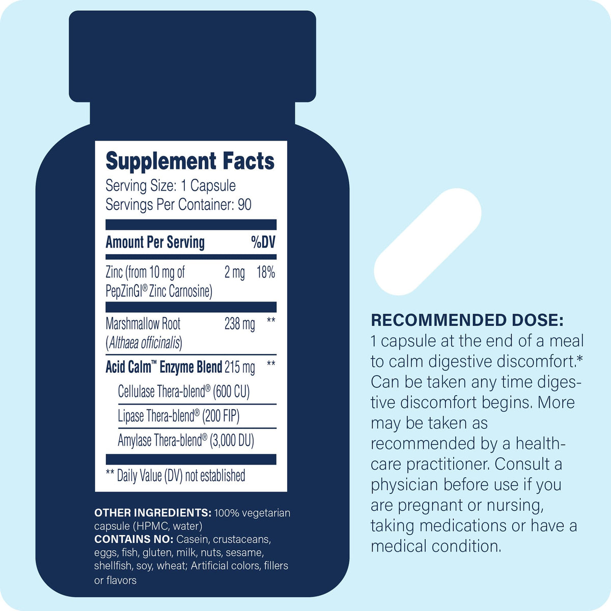 Enzyme Science Acid Calm Digestive Enzyme Supplement - 90 Capsules - image 2