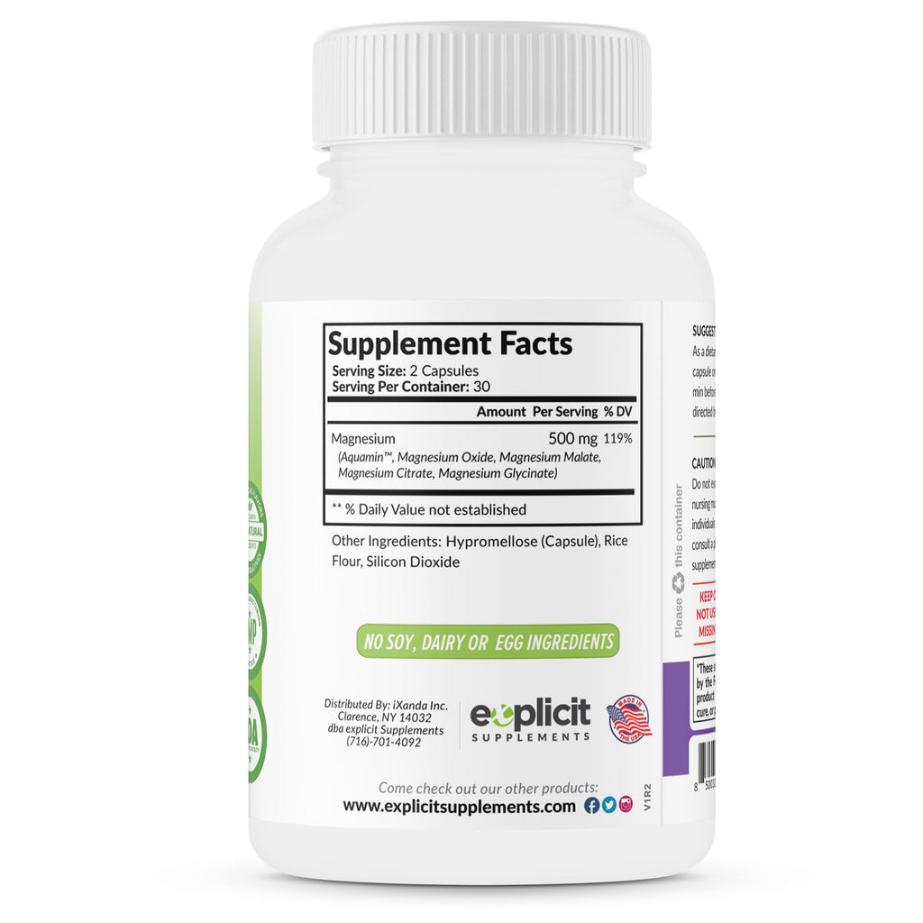 eXplicit Supplements Quad Magnesium Complex - 500mg - 60 Capsules - image 7