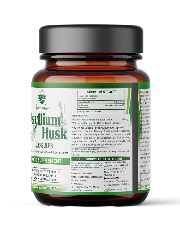 Danodia Foods Psyllium Husk Capsules - 300 Vegetarian Capsules - image 2