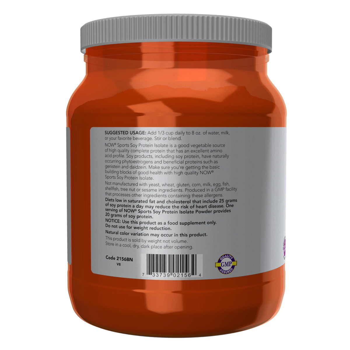 NOW Sports Soy Protein Isolate 20g Unflavored Powder - 1.2 lbs - image 3