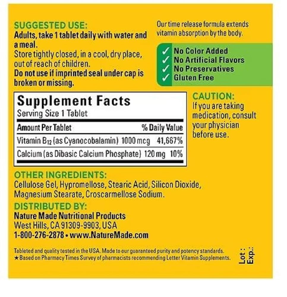 Nature Made Vitamin B12 1000 mcg Time Release - 75 Tablets - image 2