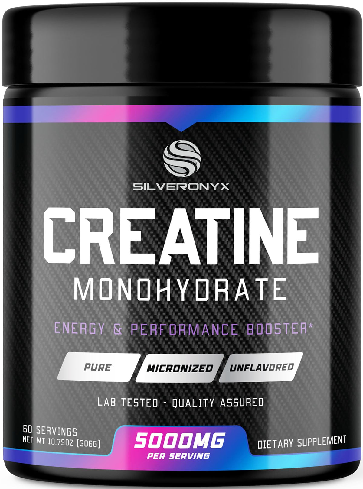 SILVERONYX Creatine Monohydrate Powder 5000mg - 60 Servings