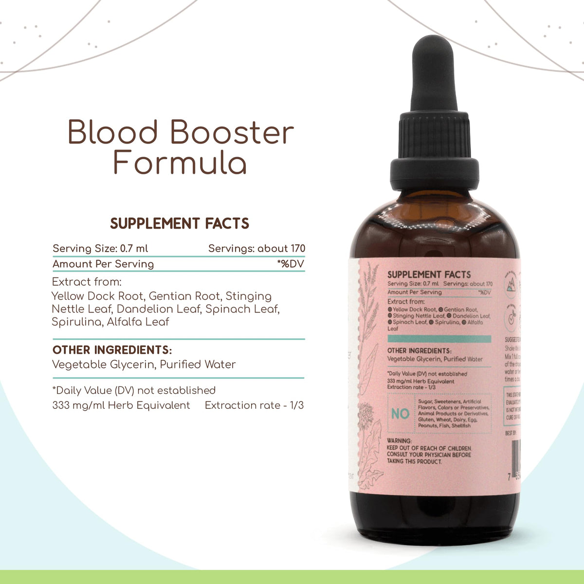 HerbEra Blood Booster Formula Alcohol-Free Extract Tincture: Stinging