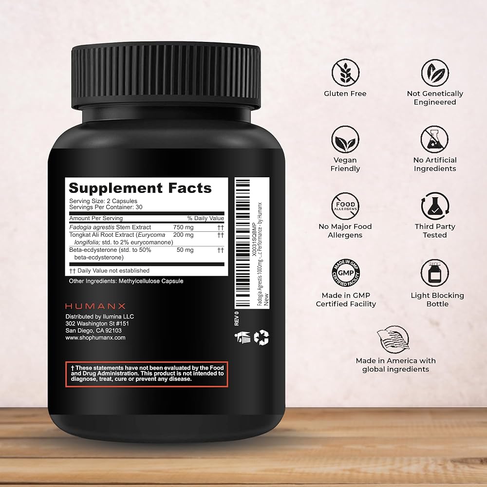 HUMANX Fadogia Agrestis Tongkat Ali Beta Ecdysterone - 60 Capsules - image 2