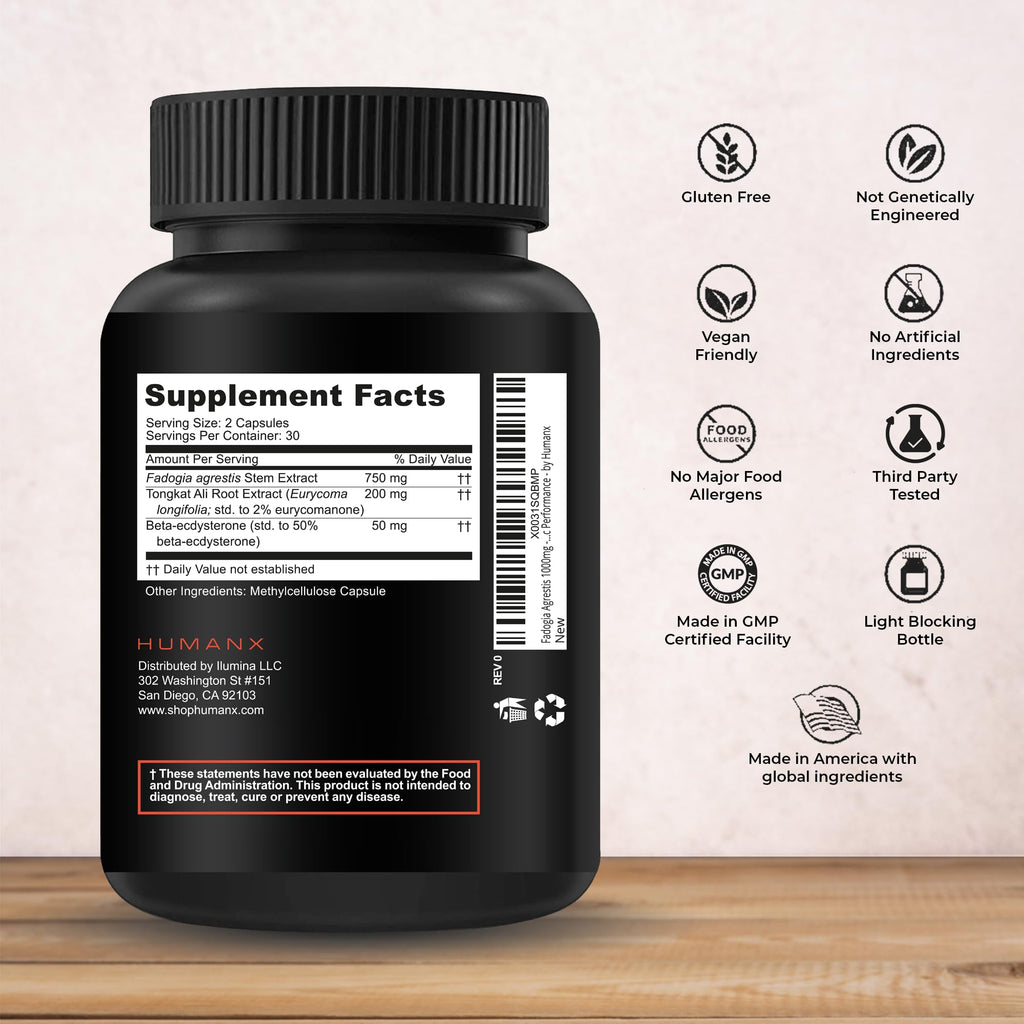 HUMANX Fadogia Agrestis Tongkat Ali Beta Ecdysterone - 60 Capsules - image 2
