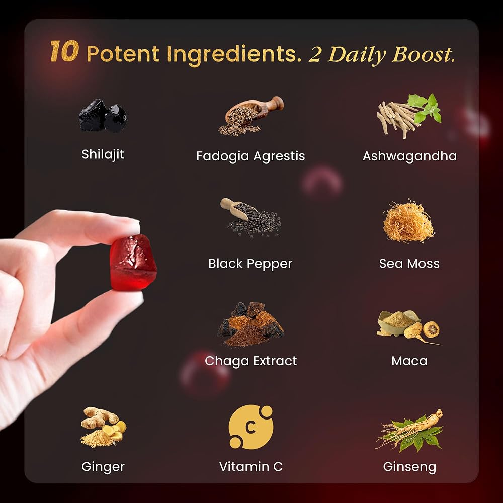 BeepWell Shilajit Gummies with Ashwagandha for Energy & Stamina - 60 Count - image 4