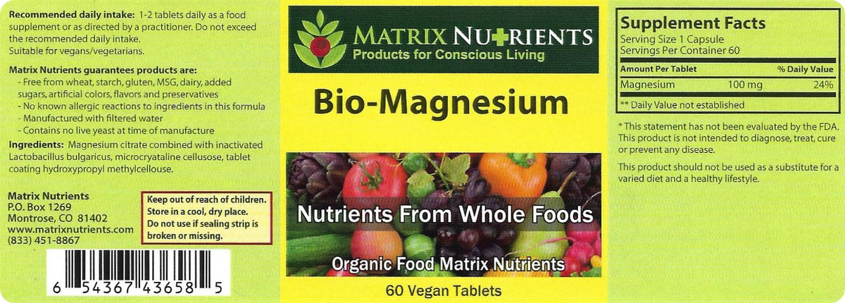 Matrix Nutrients BIO-Magnesium Supplement - 60 Tablets - image 2