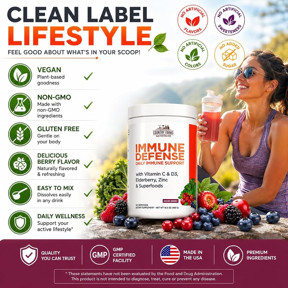 Country Farms Immune Defense Superfoods Powder - 60 Servings - image 7