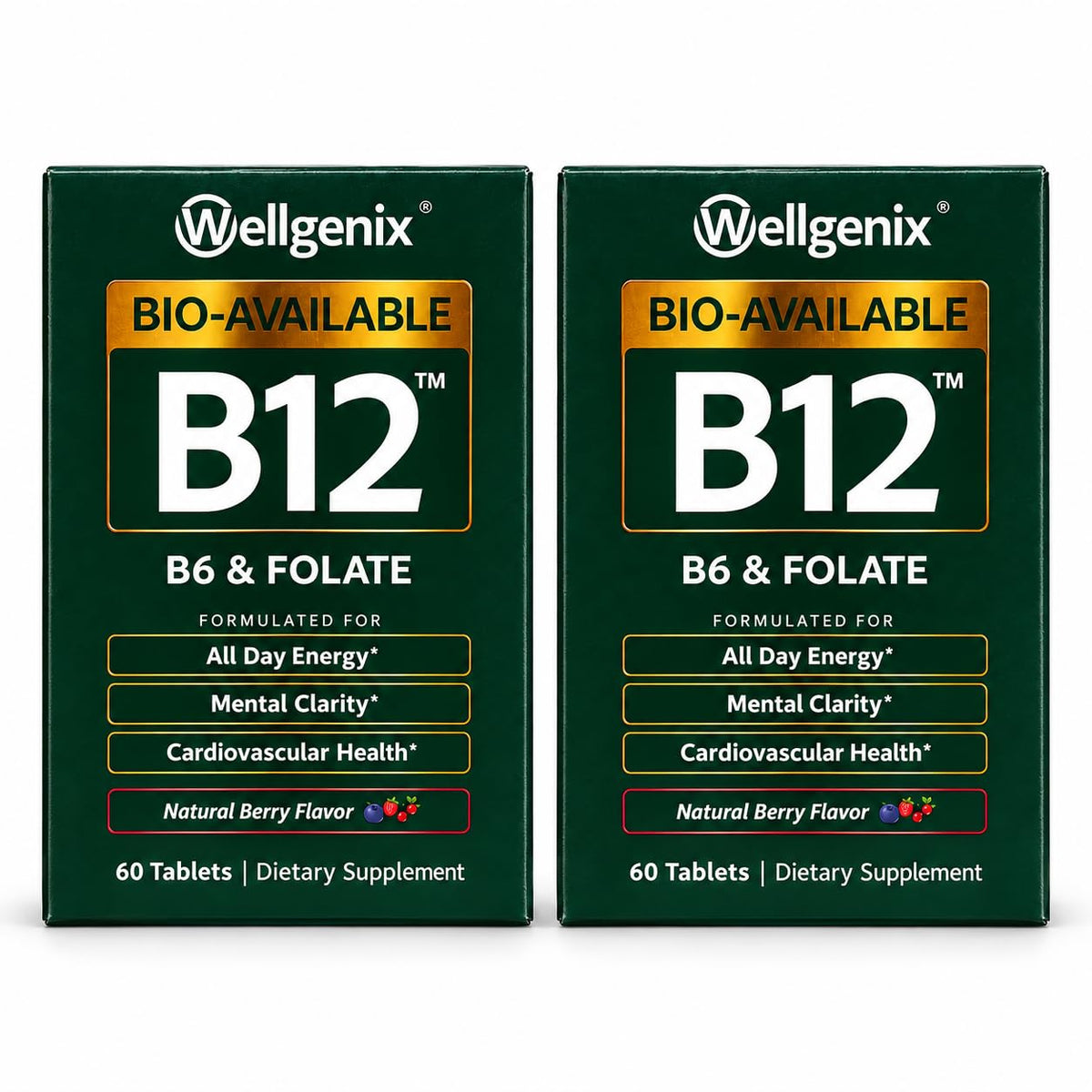 Wellgenix Bio-Available Sublingual B12 B6 Folate Vitamin - Formulated