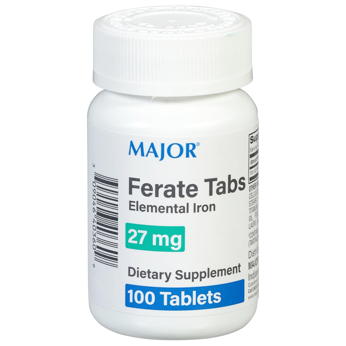 Major 27 mg Ferate Tabs - Ferrous Gluconate Elemental Iron Dietary