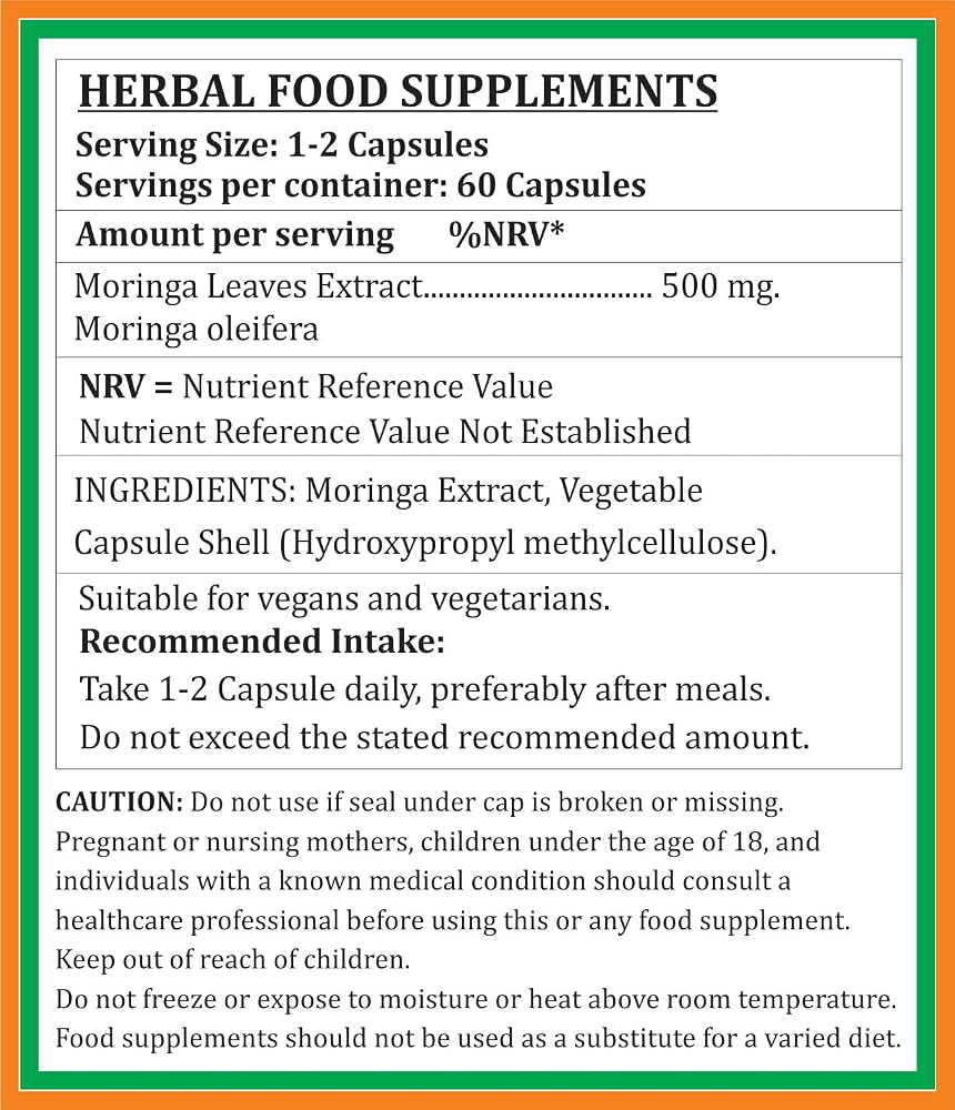 Satya Naturals Moringa Forte Capsules 500 mg. 60 Veg. Capsule