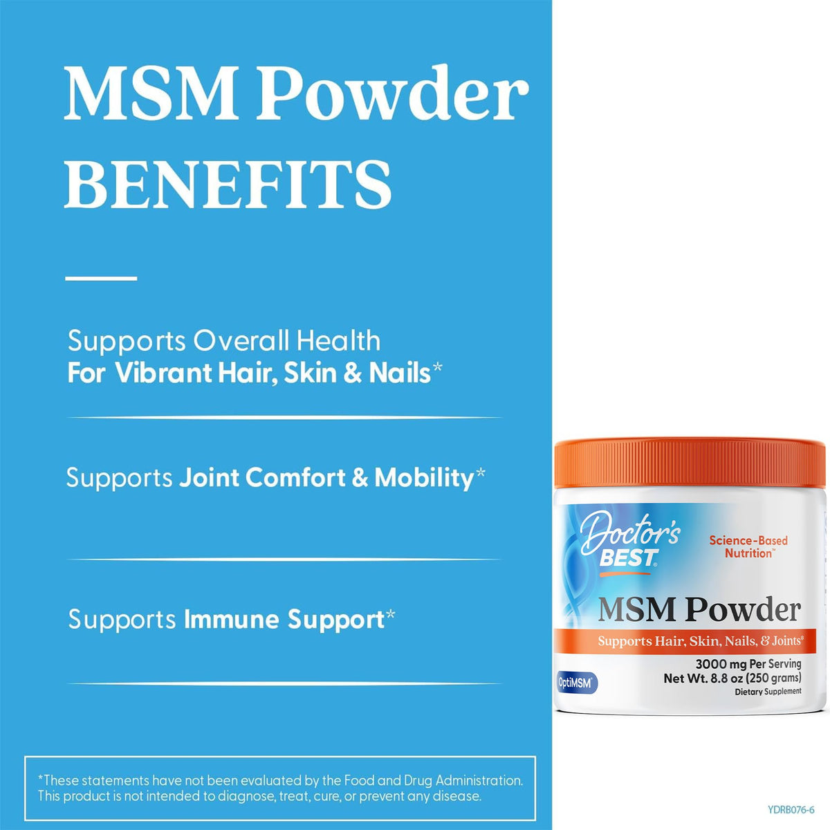 Doctor's Best MSM Powder Supplement for Joint & Skin Health - 8.8 oz - image 2