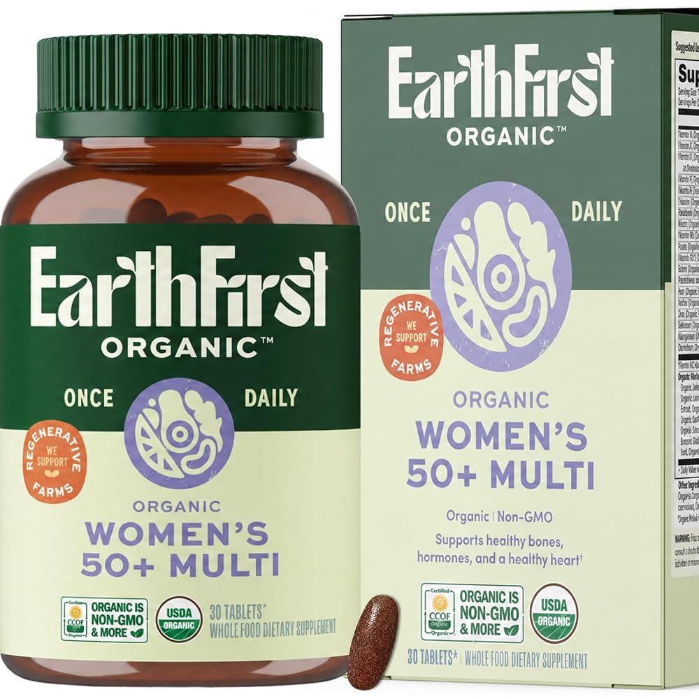 EarthFirst Organic Women's 50+ Multivitamin with Iron - 30 Tablets