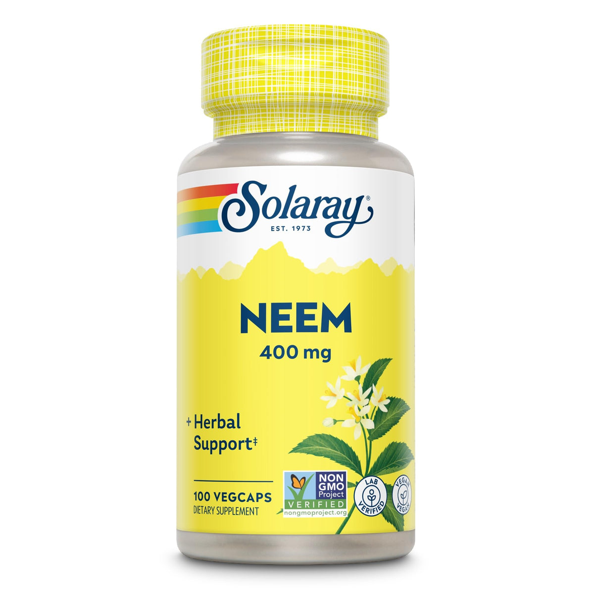 SOLARAY Neem Leaf 400mg Herbal Support - 100 Vegetarian Capsules