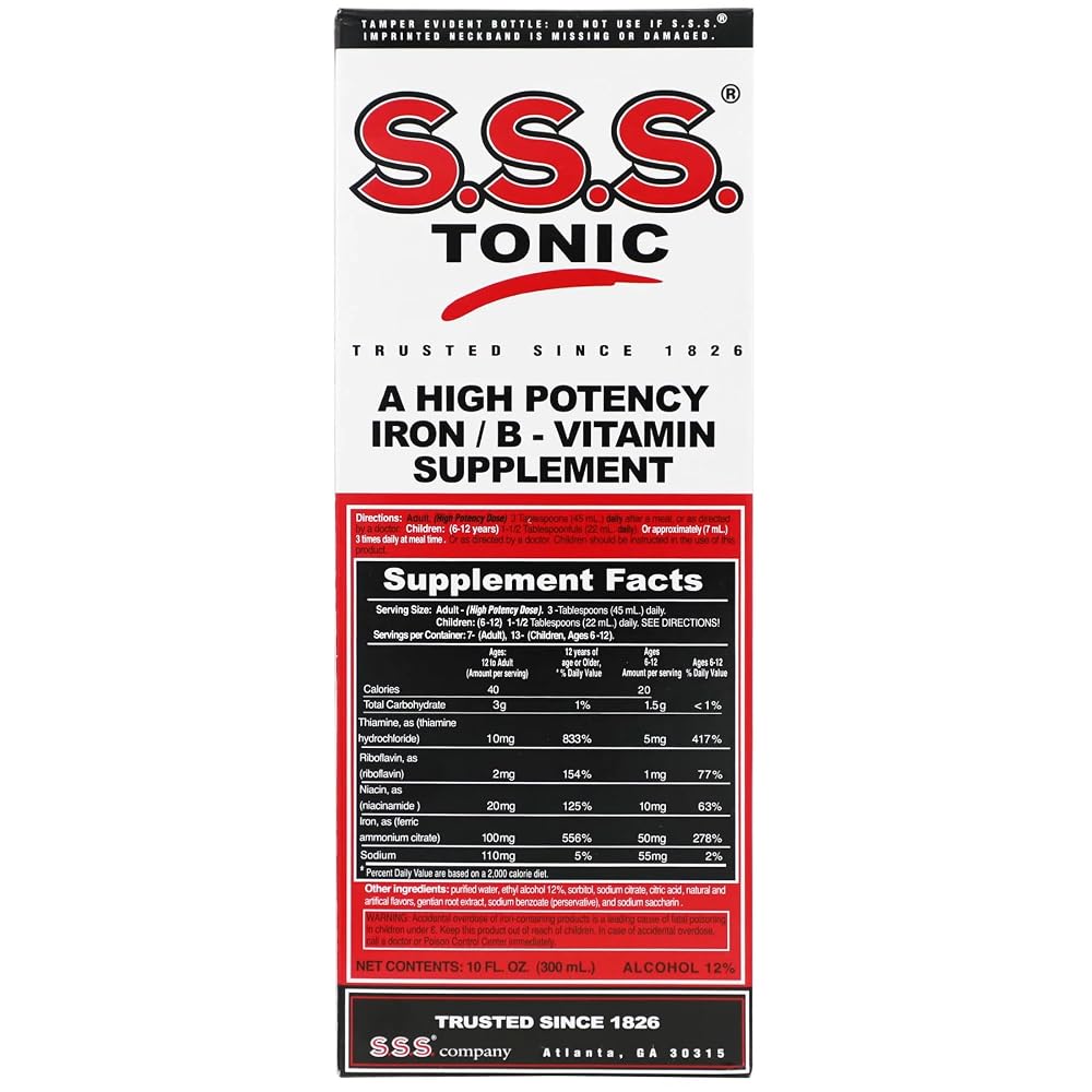 SSS Tonic Iron and Vitamin B Supplement Liquid - 10 Fl Oz (3 Pack)