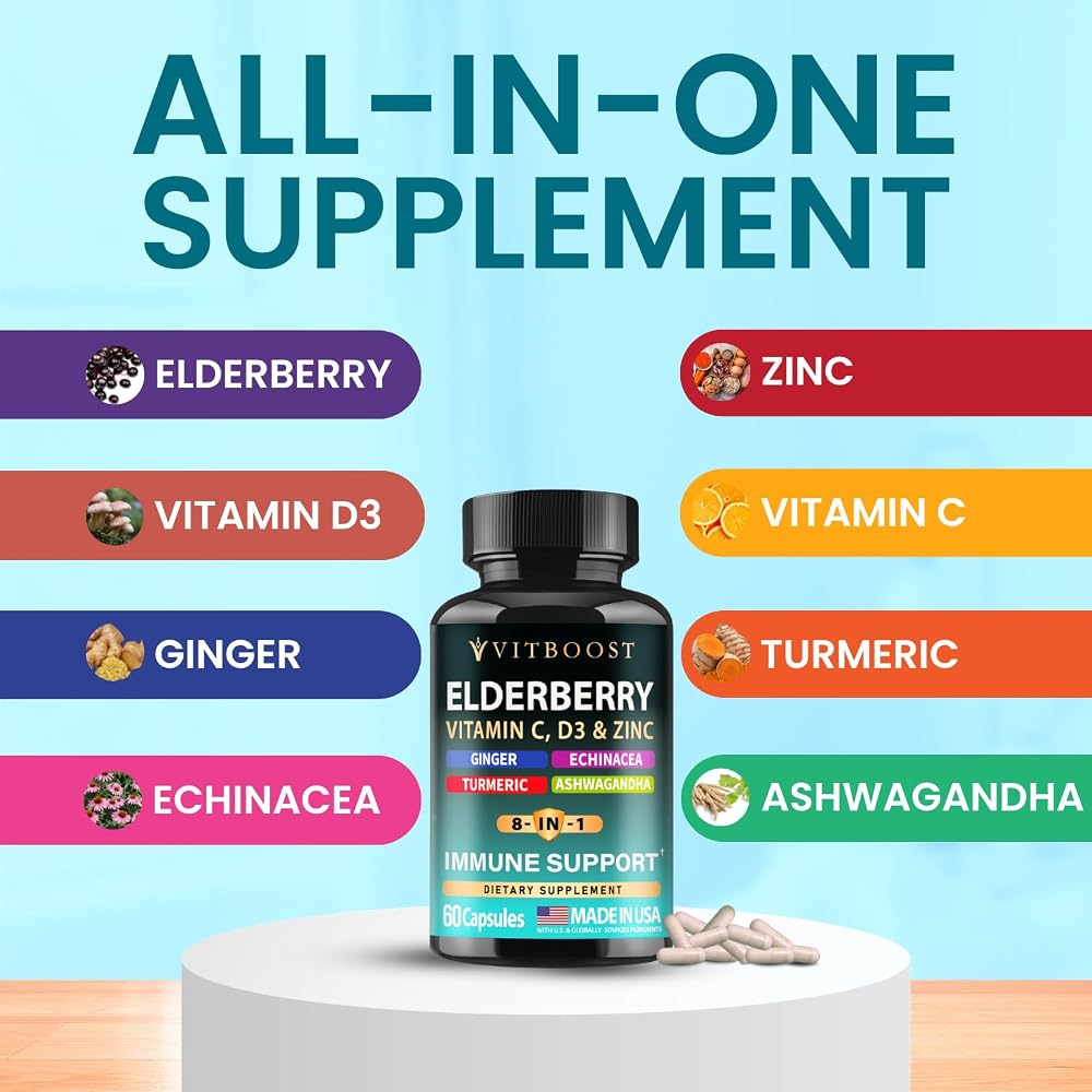 VITBOOST Elderberry Immune Support Supplement 8-in-1 Formula