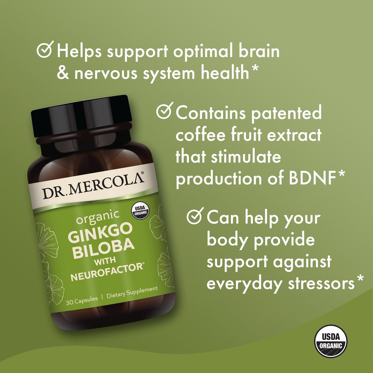 Dr. Mercola Organic Ginkgo Biloba with NeuroFactor - 30 Capsules - image 3