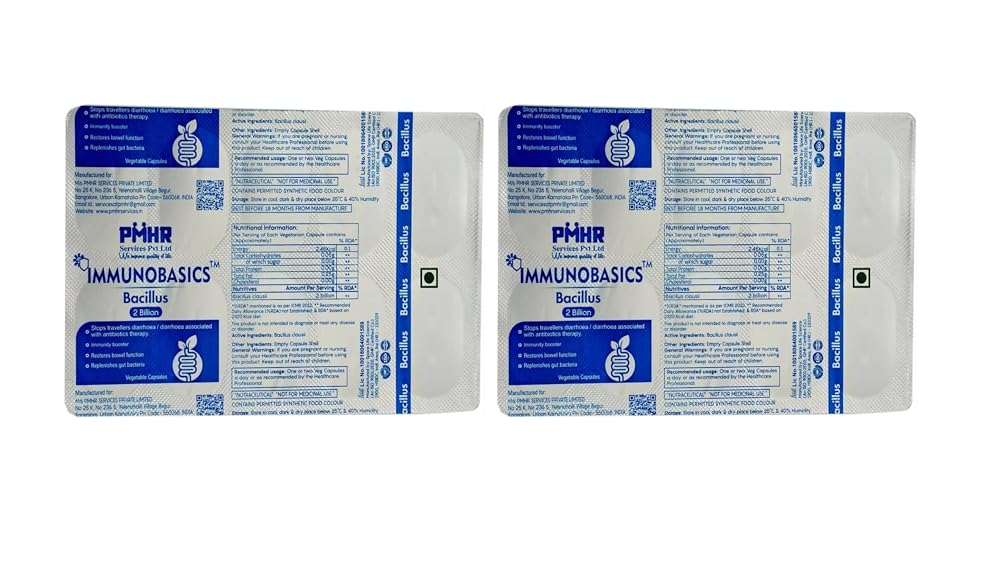 IMMUNOBASICS Bacillus Clausii 2 Billion CFU Probiotic Capsules - 20 Count