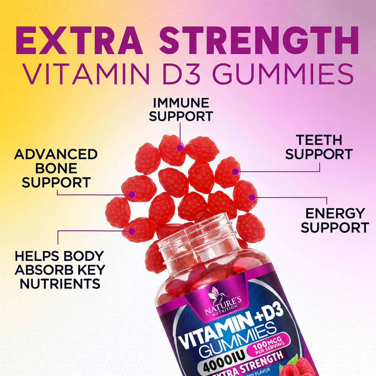 Nature's Nutrition Vitamin D3 5000 IU Gummies - 120 Gummies - image 6