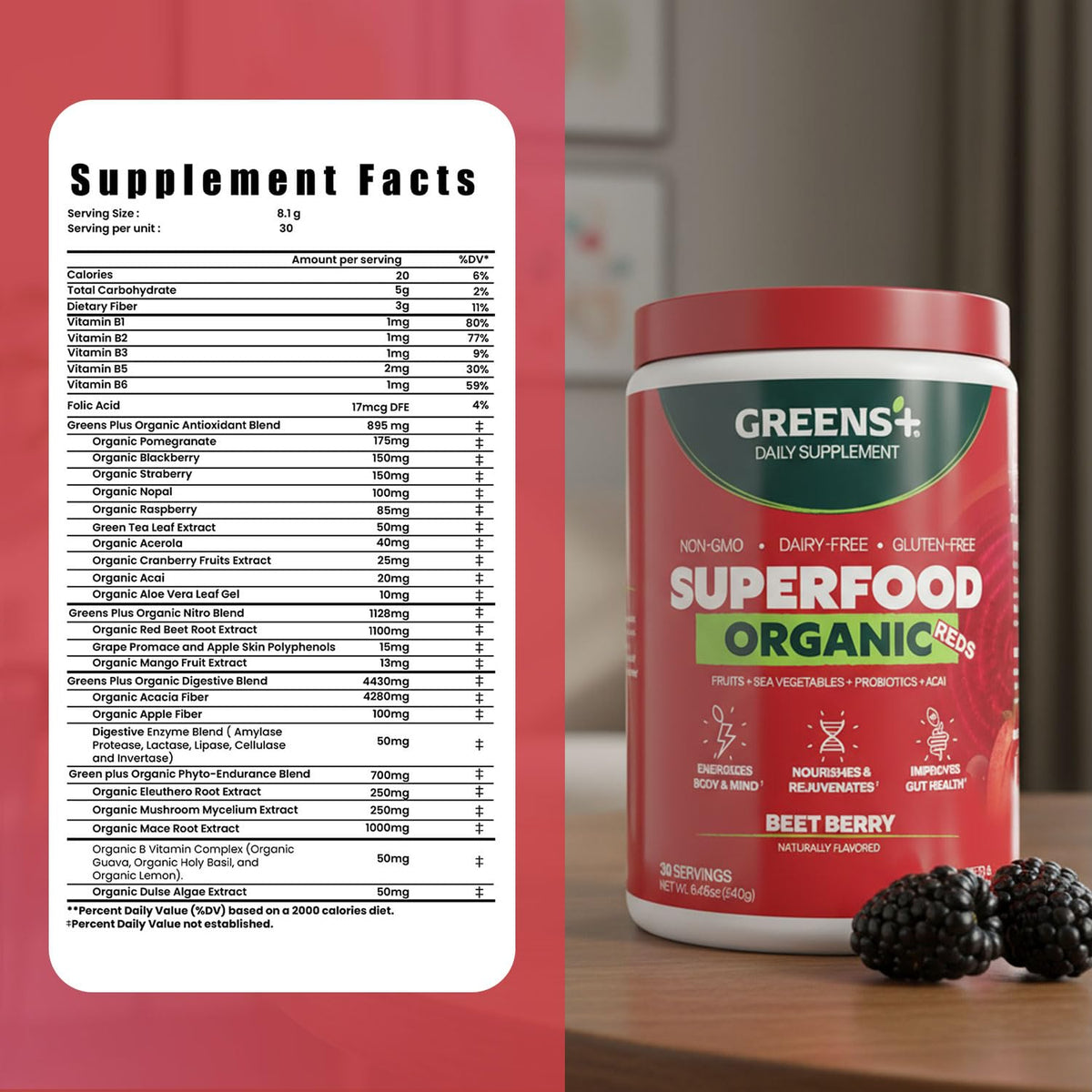 Greens+ Organic Reds Superfood Powder - 8.46 oz - image 5