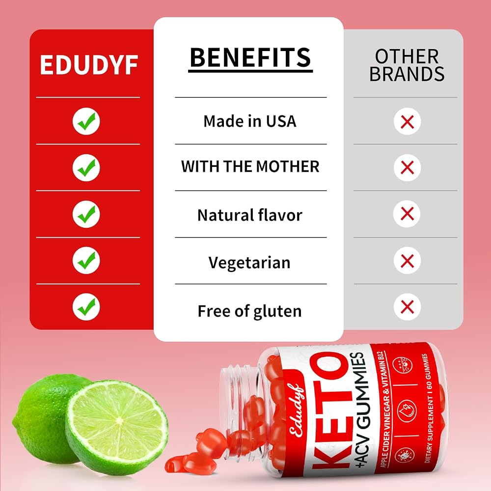 EDUDYF Keto ACV Gummies Lemon Honey Sea Salt - 60 Count - image 6