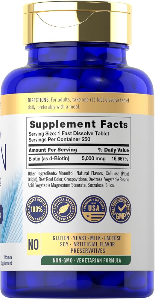 Carlyle Biotin 5000mcg for Hair, Skin & Nails - 250 Tablets - image 2