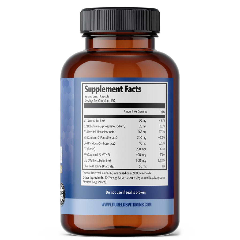 Pure Lab Vitamins Slow Release BioActive B Complex - 120 Vegetarian Capsules - image 2