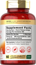 Carlyle Vitamin D3 10000 IU - 400 Softgels - image 2