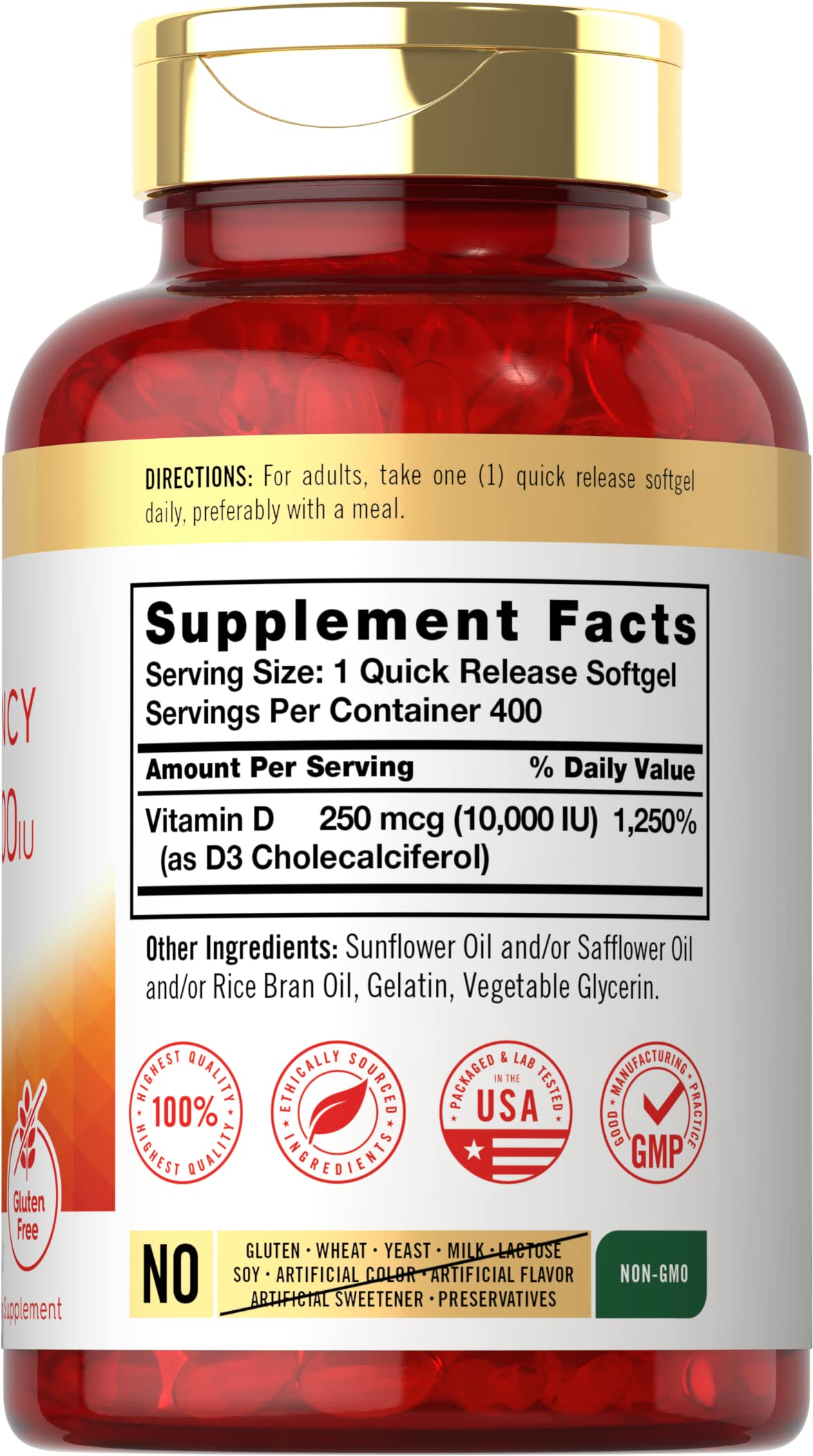 Carlyle Vitamin D3 10000 IU - 400 Softgels - image 2